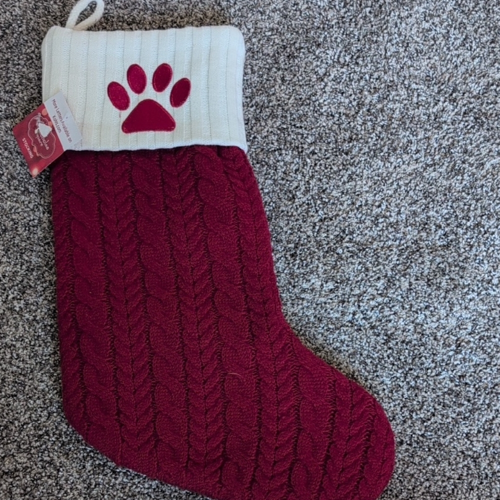 St. Nicholas Square Red and White Dog Stocking